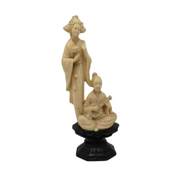Santini Sculpture Figurine Geisha Biwa Oriental Japanese Figure 10" - Picture 1 of 10